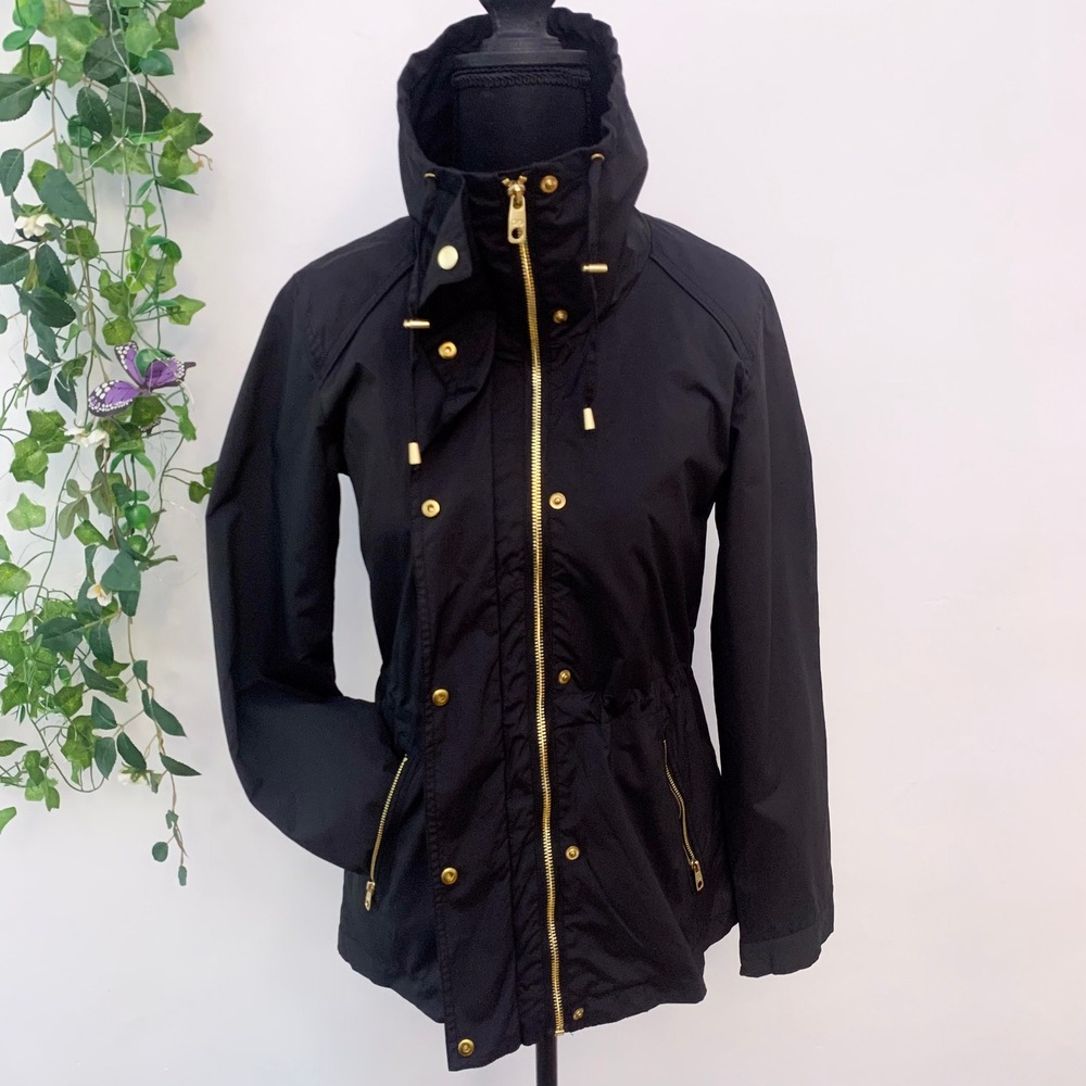 Cole Haan Travel Black Raincoat Coat Size XS